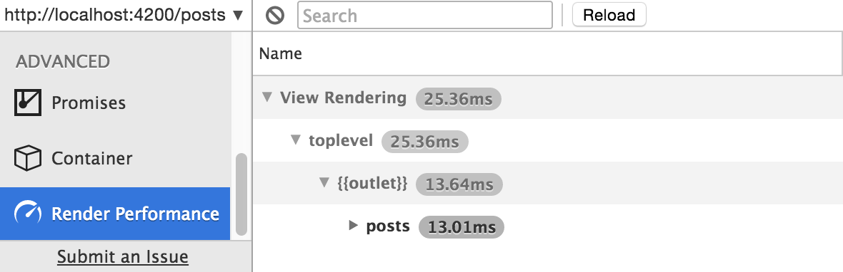 Ember.js - Ember Inspector: Rendering Performance